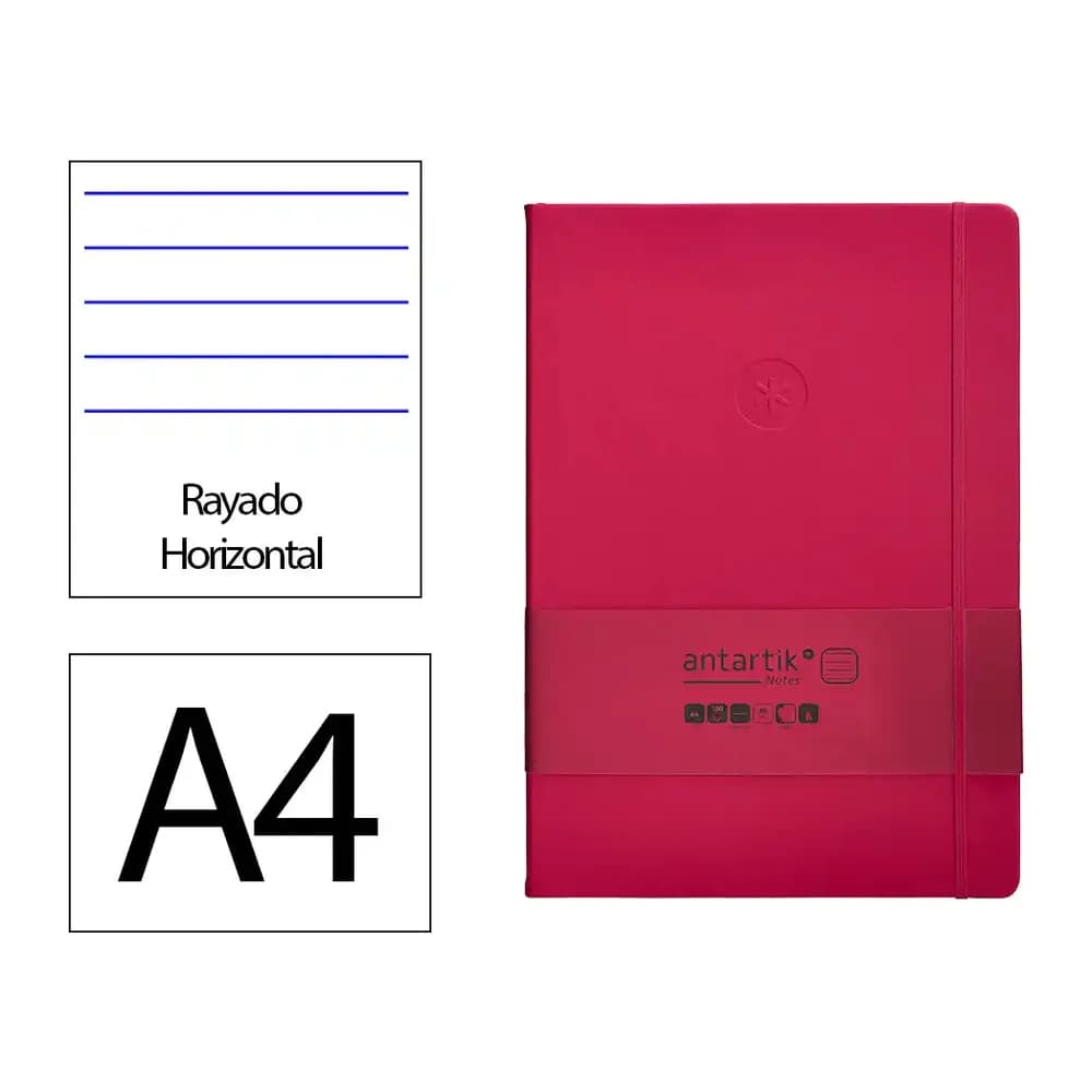 Antartik Cuaderno con gomilla antartik notes tapa dura a4 hojas rayas burdeos 100 hojas 80 gr fsc