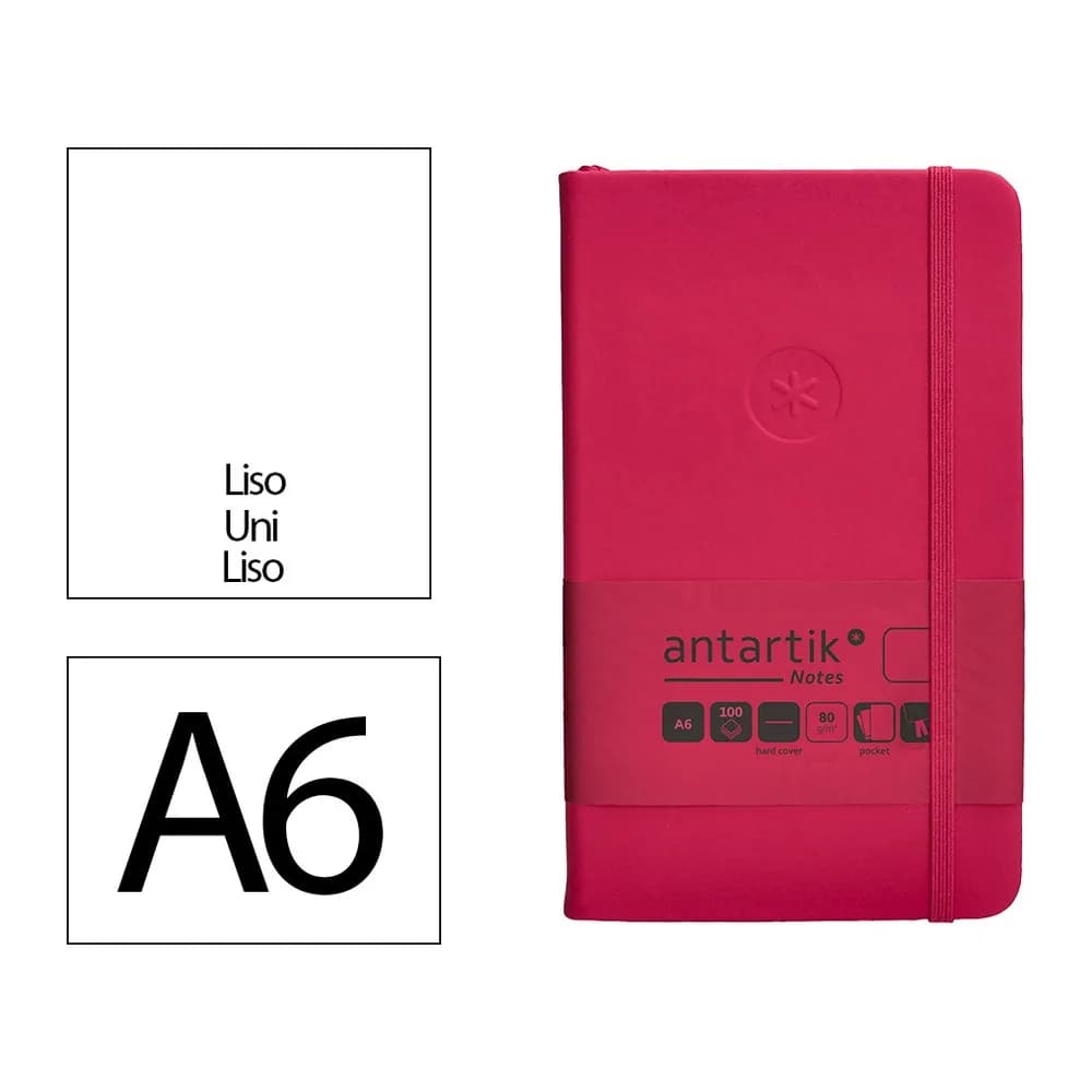 Antartik Cuaderno con gomilla antartik notes tapa dura a6 hojas lisas burdeos 100 hojas 80 gr fsc