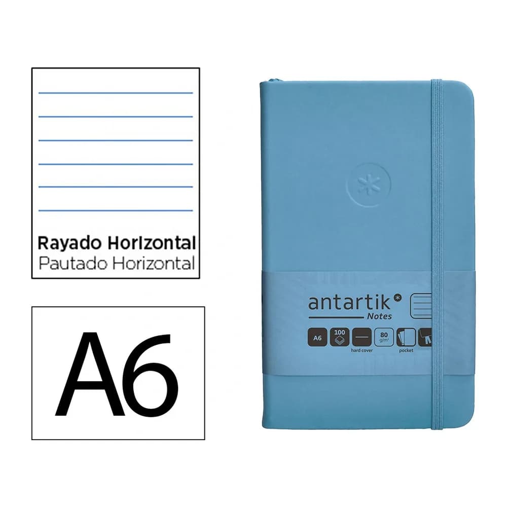 Antartik Cuaderno con gomilla antartik notes tapa dura a6 hojas rayas 100 hojas 80 gr fsc