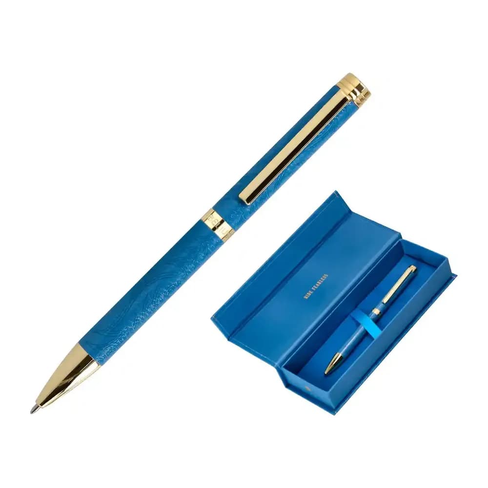 Belius Boligrafo belius wild west aluminio color azul marino dorado tinta color azul caja de diseño