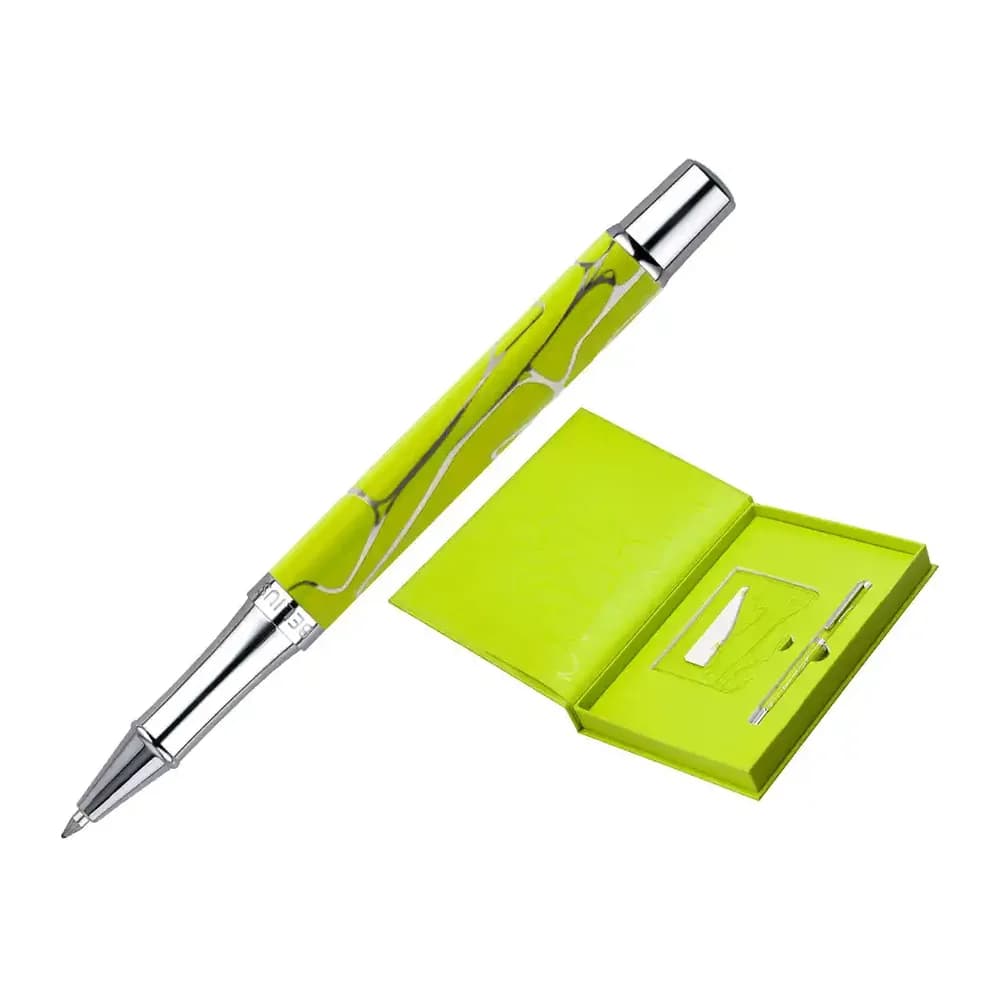 Belius Boligrafo y wallet belius cocktails margarita aluminio verde lima plateado relieve tinta color azul caja de
