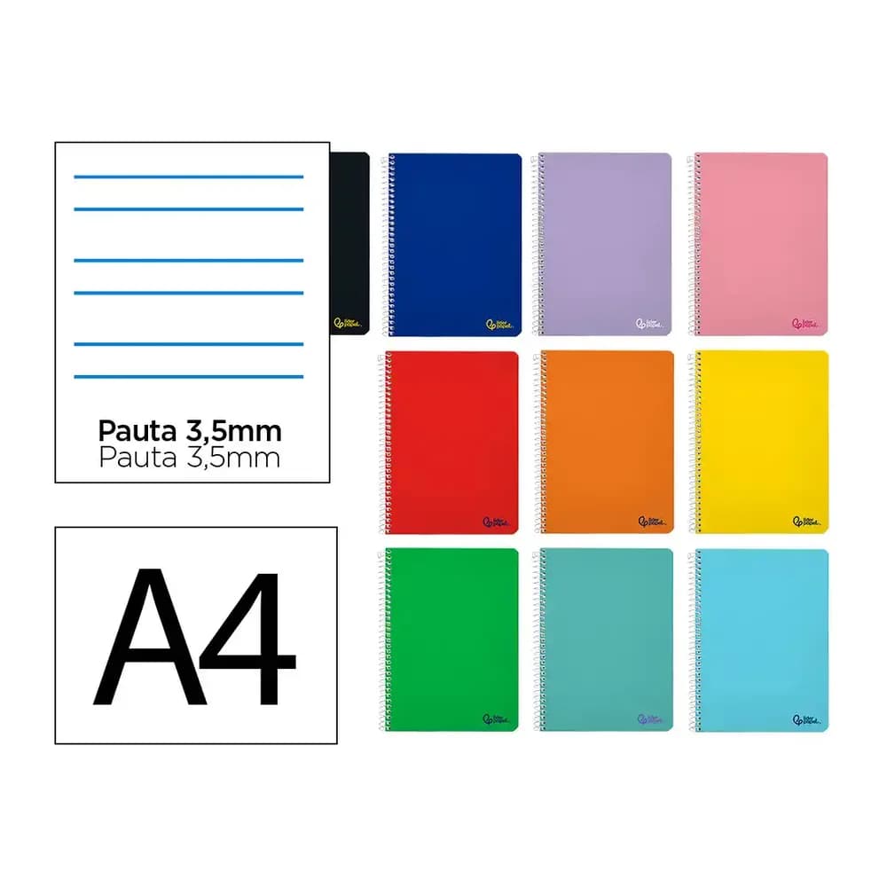 Liderpapel Cuaderno espiral liderpapel a4 smart tapa blanda 80h 75gr rayado montessori 3,5mm con margen colores surtidos