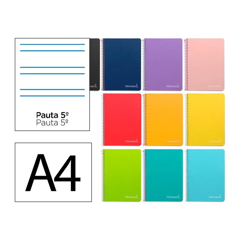 Liderpapel Cuaderno espiral liderpapel a4 witty tapa dura 80h 90gr rayado montessori 5mm colores surtidos