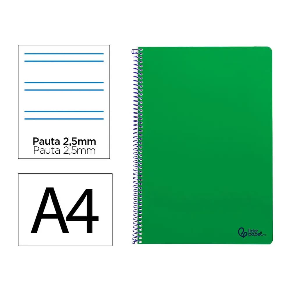 Liderpapel Cuaderno espiral liderpapel a4 smart tapa blanda 80h 75gr pauta 2,5mm con margen