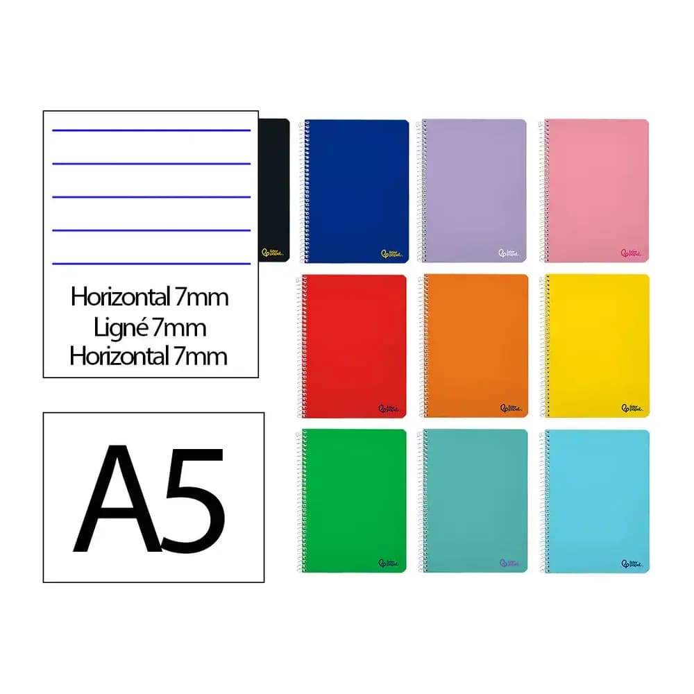 Liderpapel Cuaderno espiral liderpapel a5 micro smart tapa blanda 80h 75gr horizontal 7mm doble margen 6 taladros colores