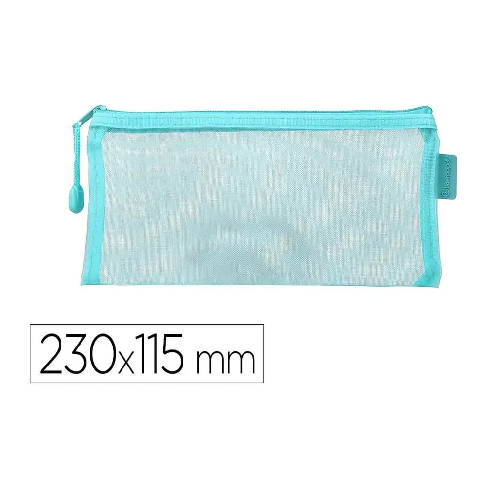 Liderpapel Bolsa zipper bag liderpapel poliester transpirable multiusos ticket 230x115 mm azul pastel