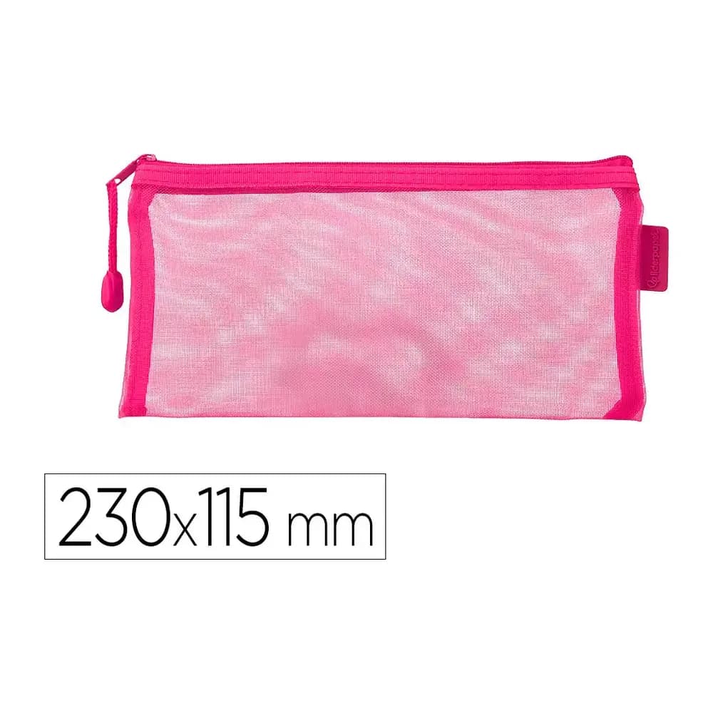Liderpapel Bolsa zipper bag liderpapel poliester transpirable multiusos ticket 230x115 mm rosa