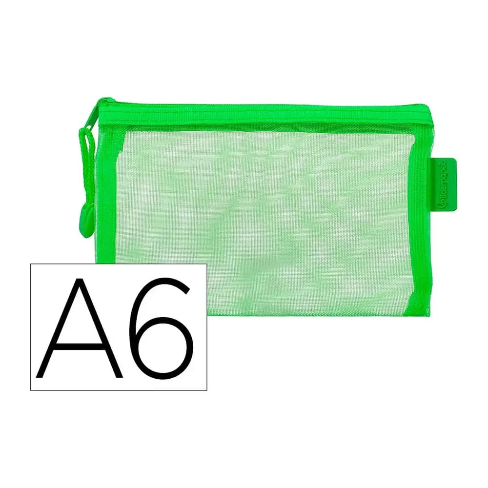 Liderpapel Bolsa zipper bag liderpapel poliester transpirable multiusos din a6 verde pastel