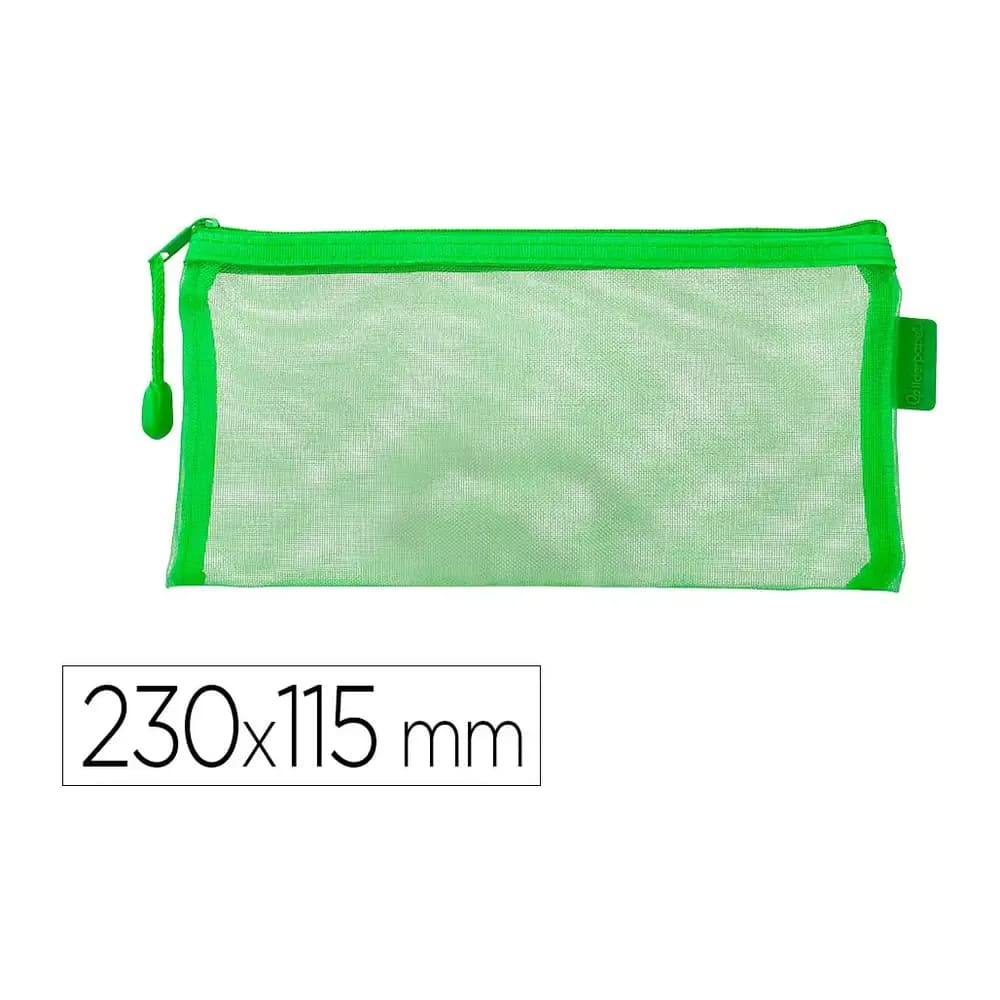 Liderpapel Bolsa zipper bag liderpapel poliester transpirable multiusos ticket 230x115 mm verde pastel