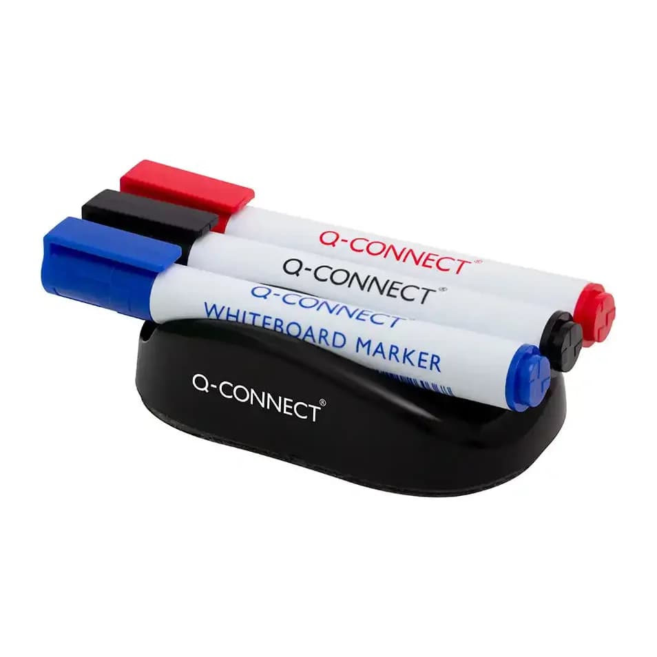 Q-connect Borrador q-connect magnetico para pizarra blanca con 3 rotuladores azul negro y rojo