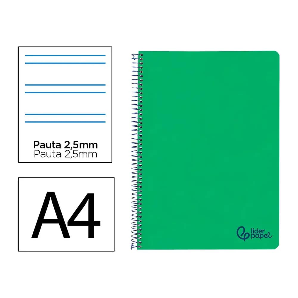 Liderpapel Cuaderno espiral liderpapel a4 wonder tapa plastico 80h 90gr pauta estrecha 2,5mm con margen