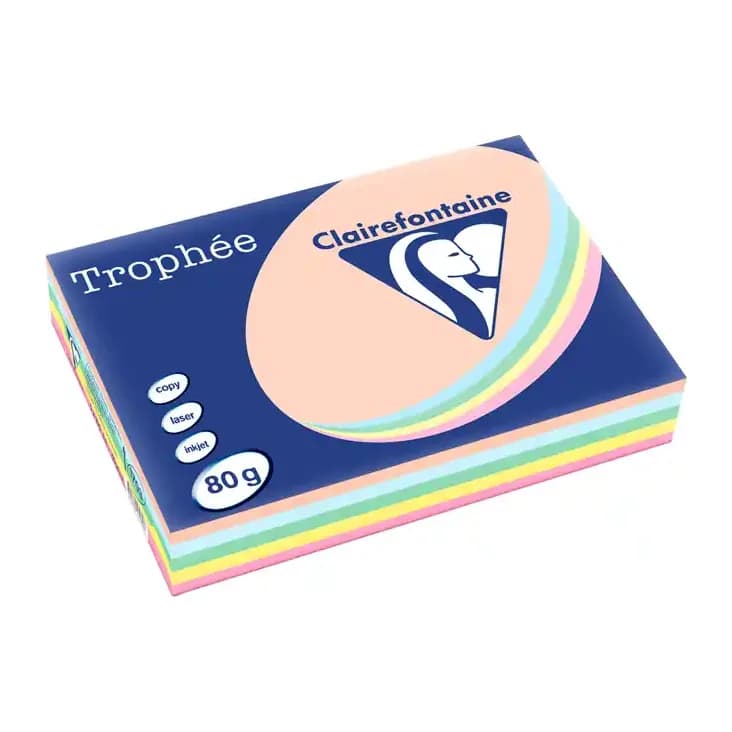 Trophee Papel color trophee a4 80gr 5 colores surtidos pastel paquete de 500 hojas (100 hojas x color)