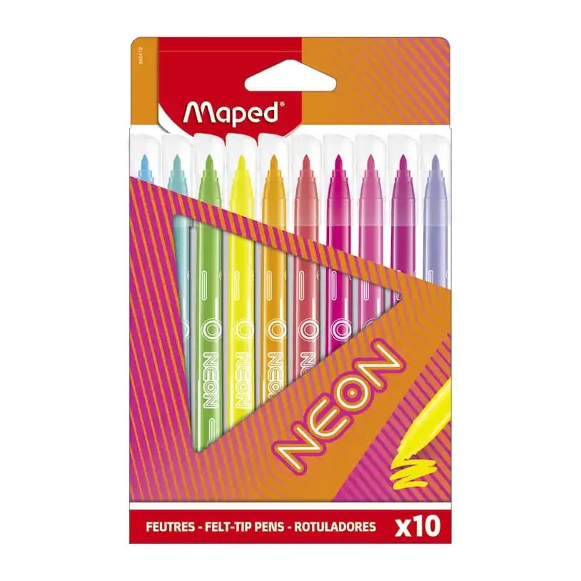 Maped Rotulador maped fluorescente neon caja de 10 unidades colores surtidos