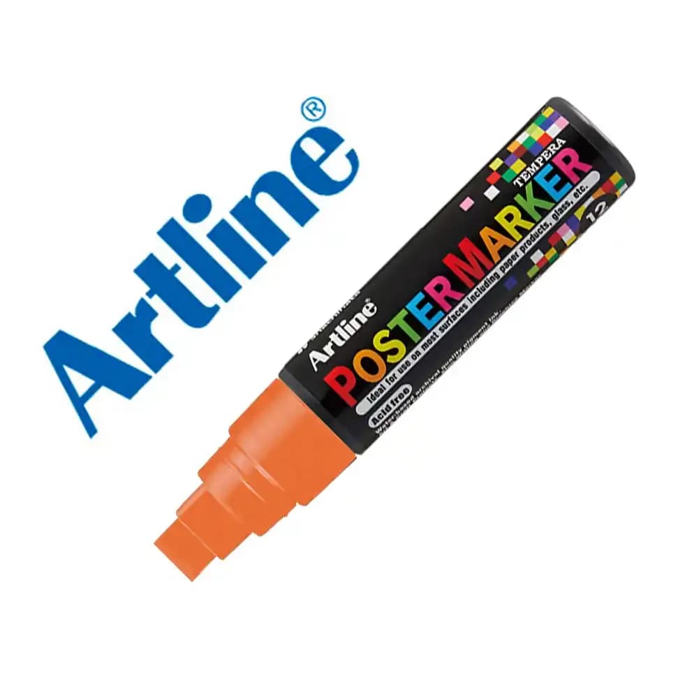 Artline Rotulador artline poster marker epp-12 punta rectangular 12 mm color naranja fluor