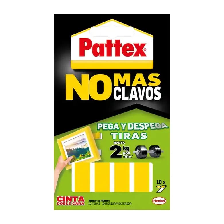 Patex Cinta doble cara pattex pega y despega no mas clavo blister de 10 unidades