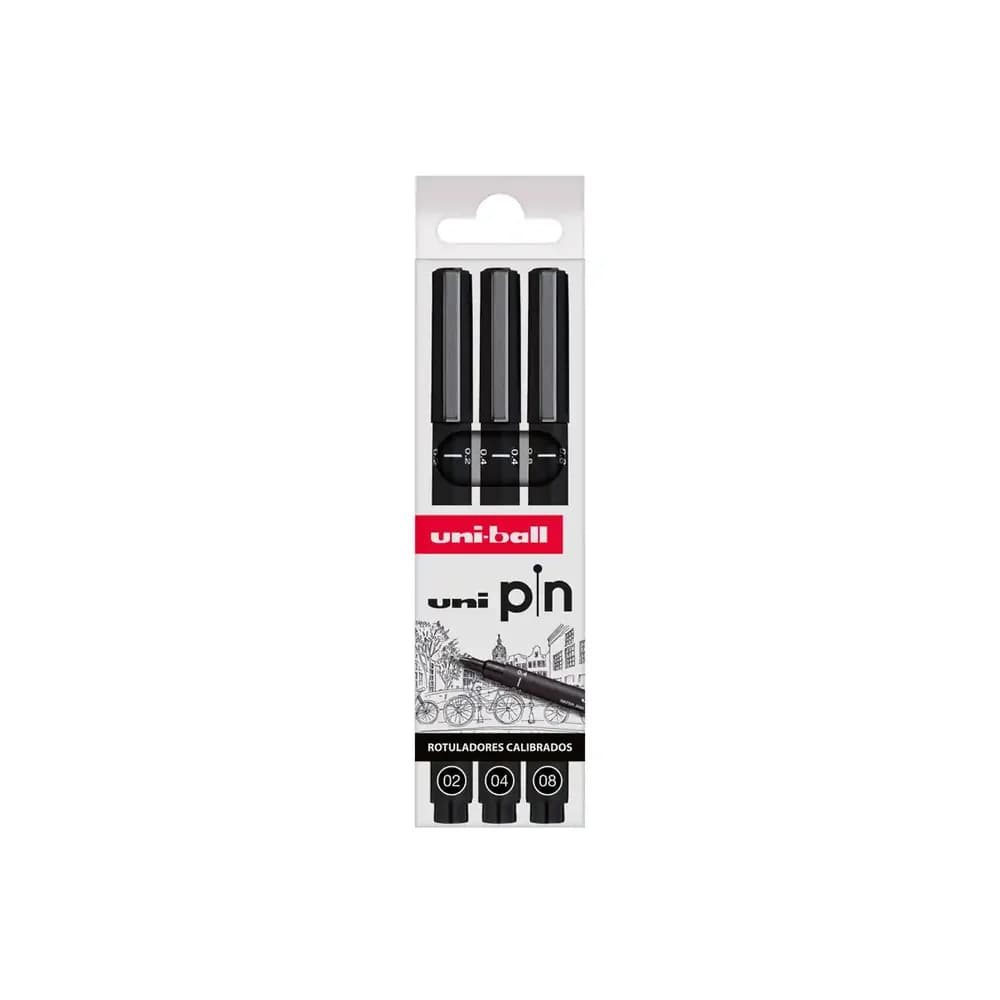 Uniball Rotulador uniball pin calibrado micrometrico color negro blister de 3 unidades