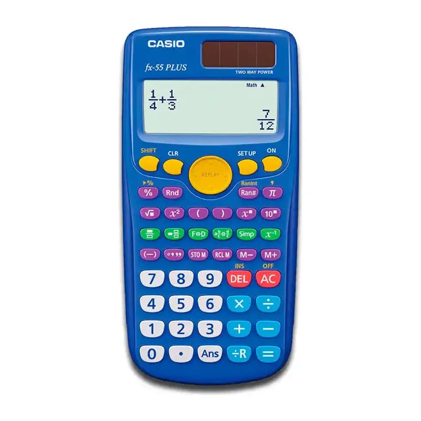 Casio Calculadora casio fx-55 plus cientifica 240 funciones pantalla de cuatro lineas solar y pila