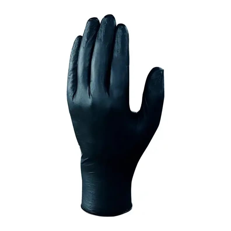 Deltaplus Guantes de nitrilo deltaplus quimico desechable no empolvado talla 6/7 color negro caja de 100 unidades