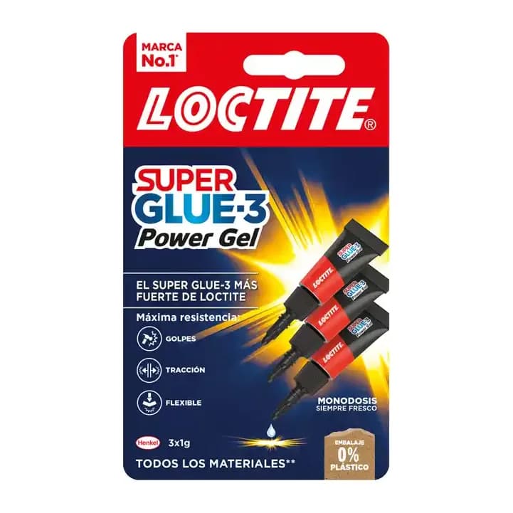 Loctite Pegamento loctite super glue-3 adhesivo instantaneo original power gel 1 gr blister de 3 unidades