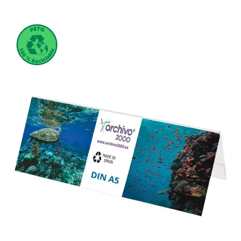 Archivo 2000 Identificador sobremesa archivo 2000 petg flexible visibilidad boble cara din a5 60x210x75 mm