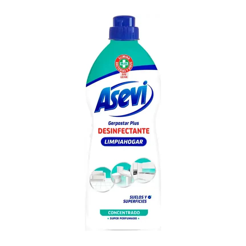 Asevi Limpiahogar desinfectante asevi gerpostar plus para suelos y superficies botella 1100 ml