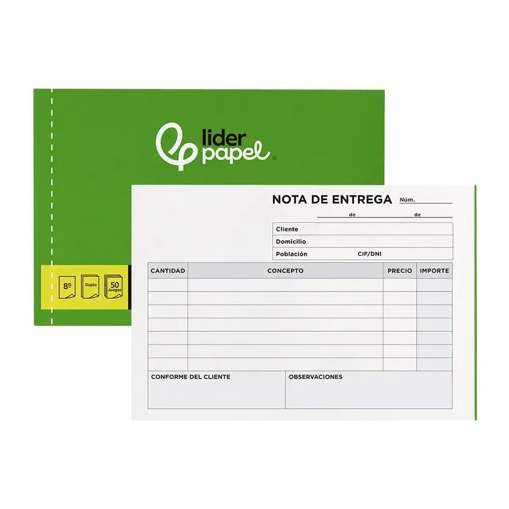 Liderpapel Talonario liderpapel entregas 8º original y copia t228 apaisado