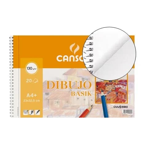 Canson Bloc dibujo basik din a4+ espiral 23 x 32.5 cm 20 hojas microperforado 2 taladros