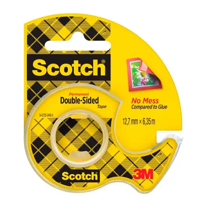 Scotch Cinta adhesiva scotch 136-d dos caras 6,3 mt x 12 mm en portarrollo