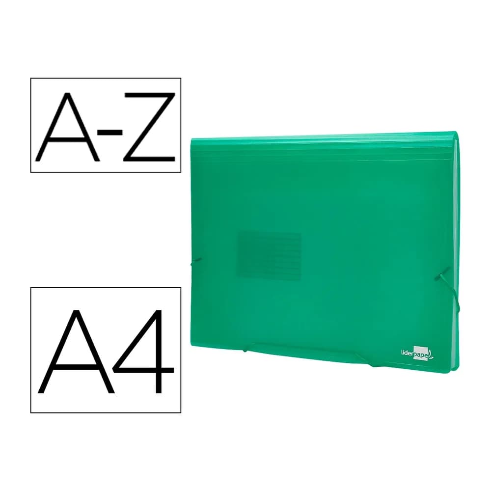 Liderpapel Carpeta liderpapel clasificador fuelle 32113 polipropileno din a4 verde transparente 13 departamentos