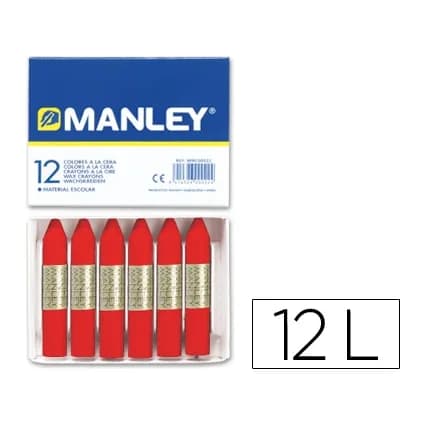 Manley Lapices cera manley unicolor rojo escarlata n.9 caja de 12 unidades