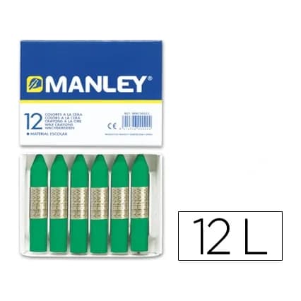 Manley Lapices cera manley unicolor verde natural n.21 caja de 12 unidades