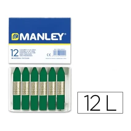 Manley Lapices cera manley unicolor verde esmeralda n.24 caja de 12 unidades