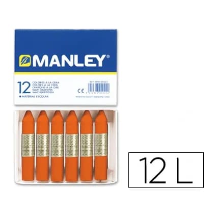 Manley Lapices cera manley unicolor naranja n.6 caja de 12 unidades