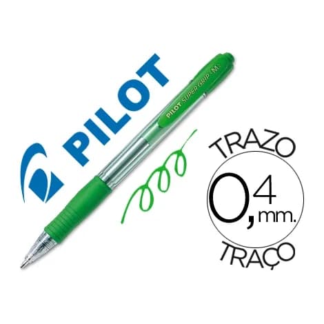 Pilot Boligrafo pilot super grip verde retractil sujecion de caucho tinta base de aceite