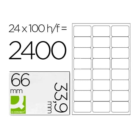 Q-connect Etiqueta adhesiva q-connect kf10639 tamaño 66x33,9 mm fotocopiadora laser ink-jet caja con 100 hojas din a4