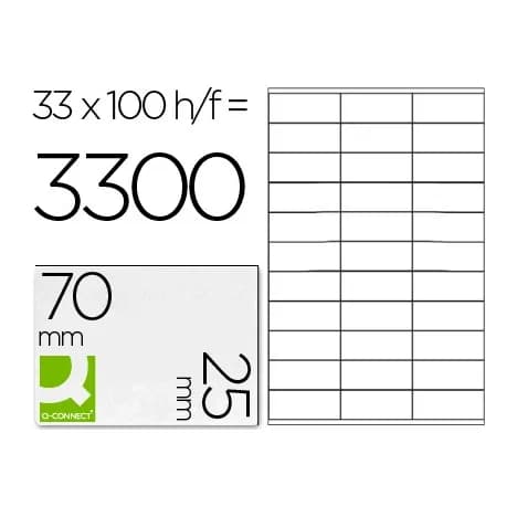 Q-connect Etiqueta adhesiva q-connect kf10640 tamaño 70x25 mm fotocopiadora laser ink.jet caja con 100 hojas din a4