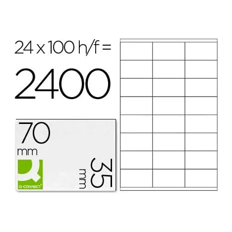 Q-connect Etiqueta adhesiva q-connect kf10645 -tamaño 70x35 mm fotocopiadora laser ink-jet caja con 100 hojas din a4