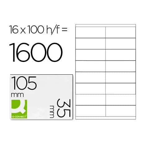 Q-connect Etiqueta adhesiva q-connect kf10653 tamaño 105x35 mm fotocopiadora laser -ink-jet caja con 100 hojas din a4