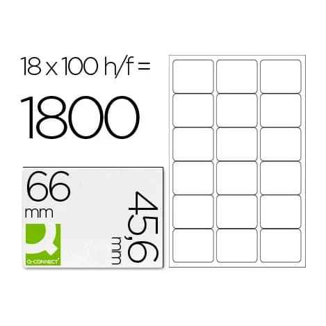 Q-connect Etiqueta adhesiva q-connect kf01583 tamaño 66x46,6 mm fotocopiadora laser ink-jet caja con 100 hojas din a4