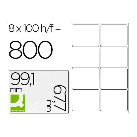 Q-connect Etiqueta adhesiva q-connect kf01588 tamaño 99,1x67,7 mm fotocopiadora laser ink-jet caja con 100 hojas din a4