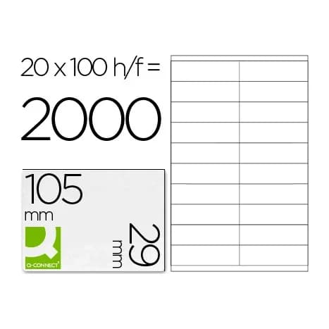 Q-connect Etiqueta adhesiva q-connect kf26093 tamaño 105x29 mm fotocopiadora laser ink-jet caja 100 h din a4 esp.hacienda