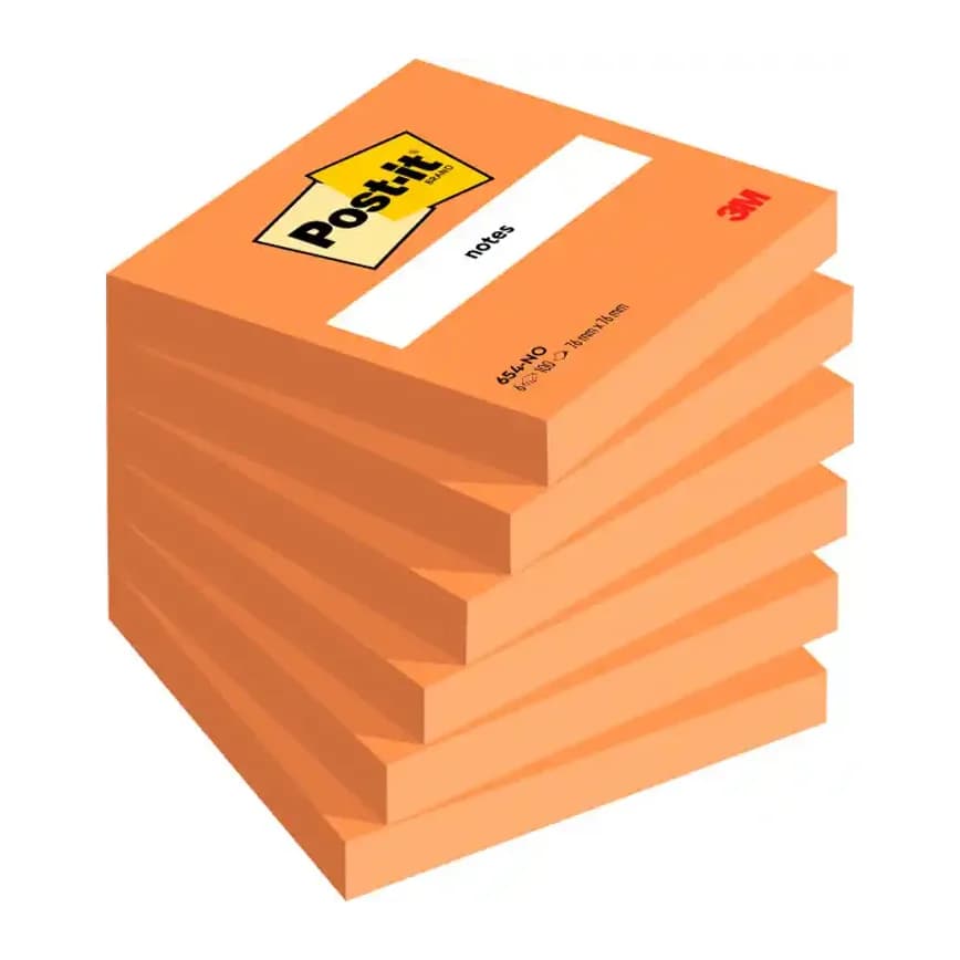 Post-it Bloc de notas adhesivas quita y pon post-it 76x76 mm neon con 100 hojas