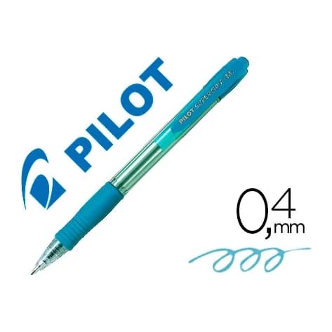 Pilot Boligrafo pilot super grip celeste retractil sujecion de caucho tinta base de aceite