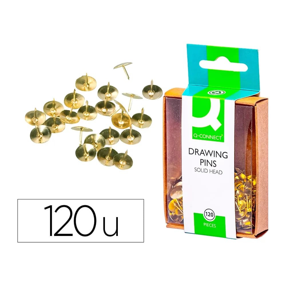 Q-connect Chincheta q-connect dorada caja de 120 unidades