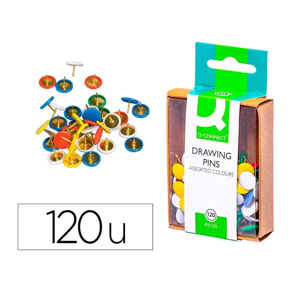 Q-connect Chincheta q-connect colores surtidos caja de 120 unidades