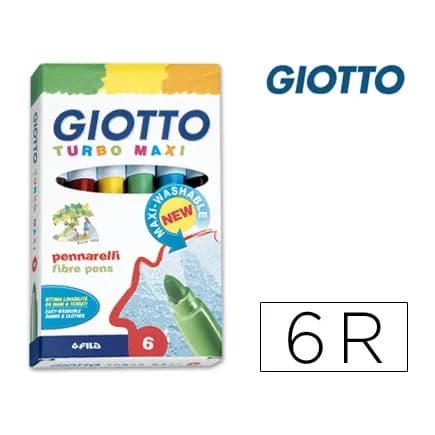 Giotto Rotulador giotto turbo maxi caja de 6 colores lavables con punta bloqueada