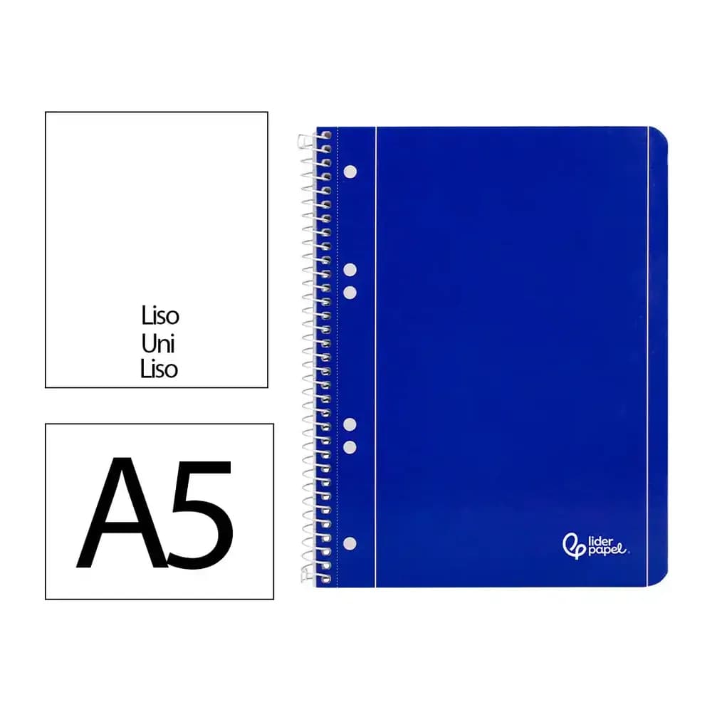 Liderpapel Cuaderno espiral liderpapel a5 micro serie azul tapa blanda 80h 75gr liso 6 taladros azul