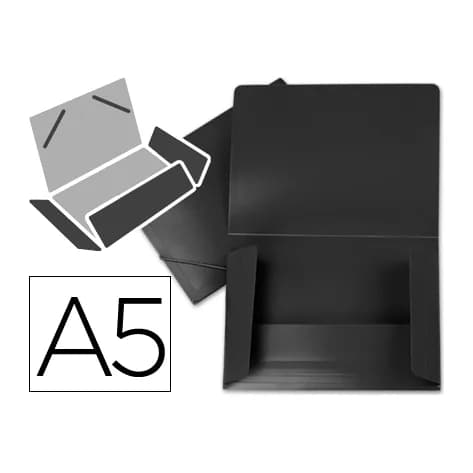 Liderpapel Carpeta liderpapel gomas tres solapas polipropileno din a5 color negro opaco