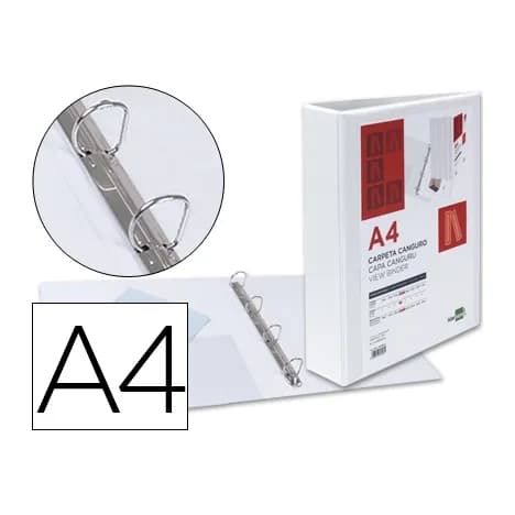 Liderpapel Carpeta canguro 4 anillas mixtas 40mm liderpapel a4 plastico color blanco