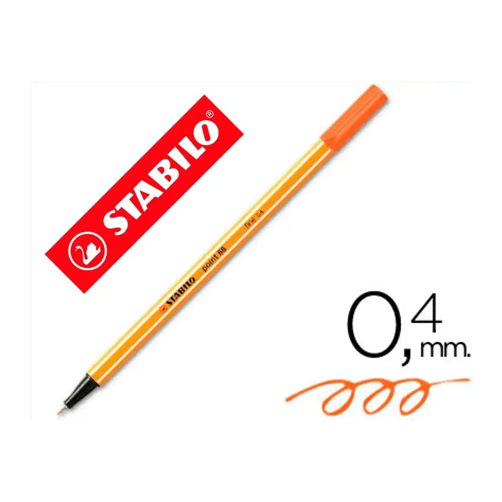 Stabilo Rotulador stabilo punta de fib ra point 88 naranja punta fina 0,4mm